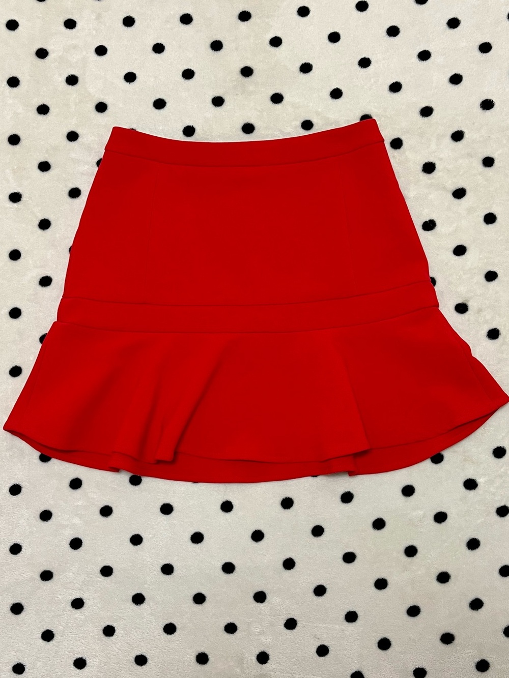 Express Red Peplum Flounce Hem Mini Skirt Size 2